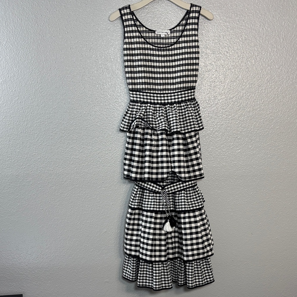 Hunter Bell Black and White Gingham Maxi Dress